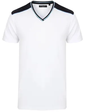 Acton V-Neck Cotton T-Shirt in White