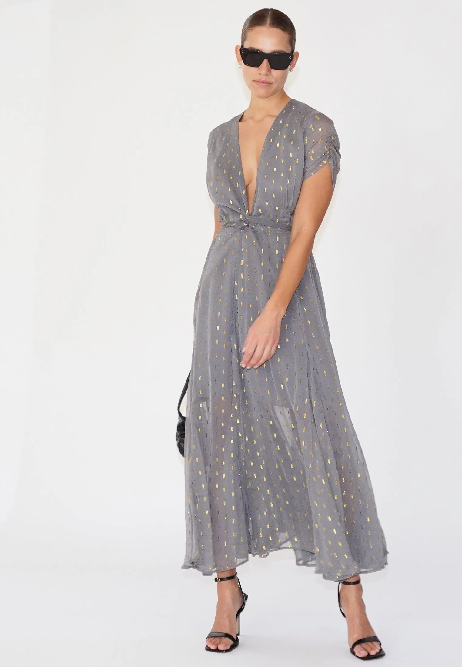 CELESTIAL MAXI DRESS GUN METAL