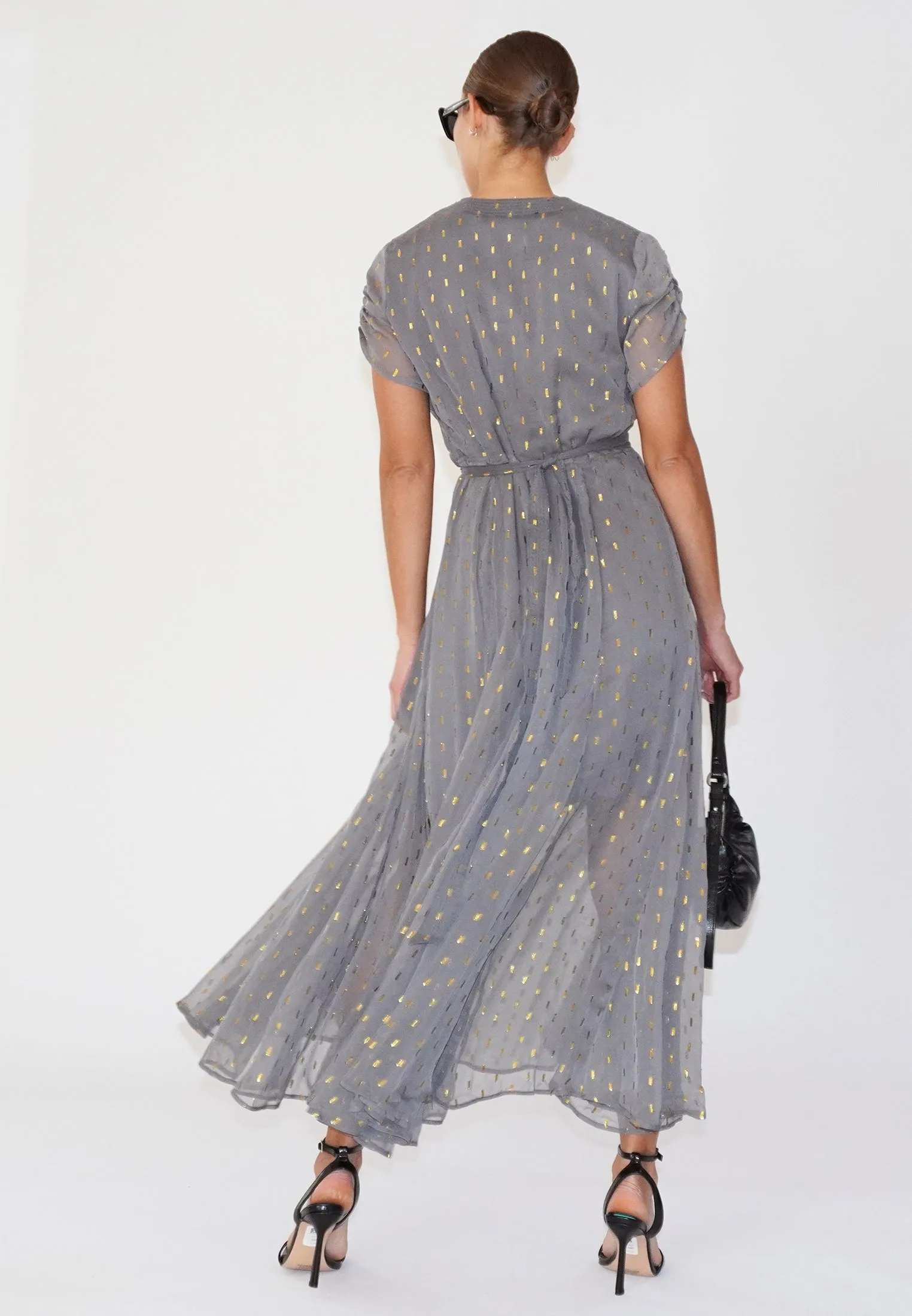 CELESTIAL MAXI DRESS GUN METAL