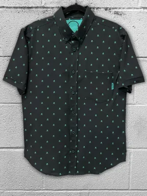 ESSENTIAL INFINITY TURQUOISE SKULL BUTTON UP