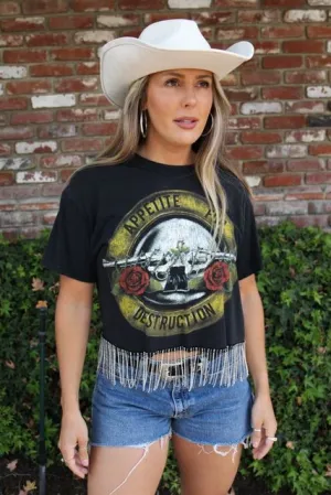 Guns N Roses Rhinestone Fringe Tee