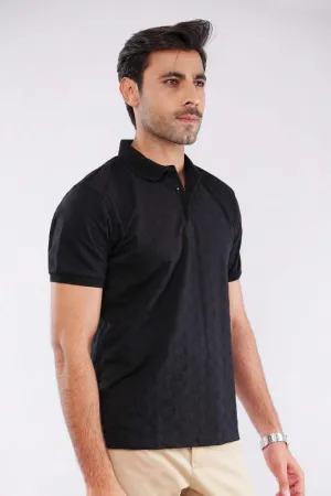 Jacquard Polo Shirt - Black