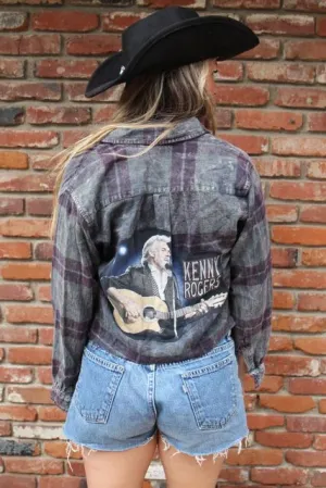 Kenny Rogers Acid Wash Cropped Flannel