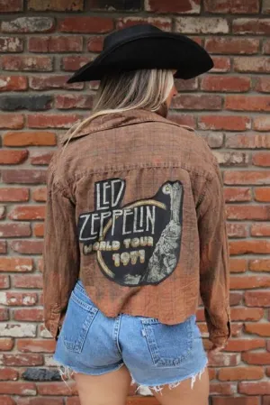 Led Zeppelin Acid Wash Cropped Flannel