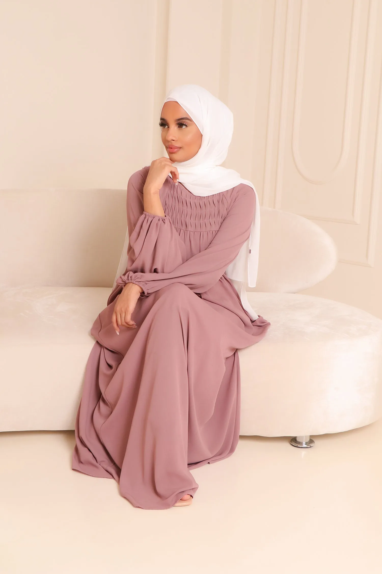 Nayma Pleat Chiffon Dress- Rose Pink