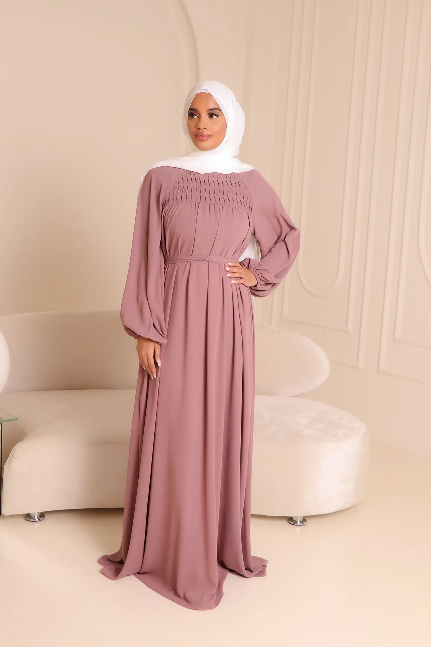 Nayma Pleat Chiffon Dress- Rose Pink