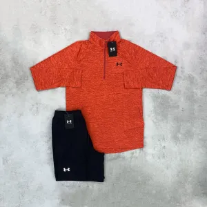 Under Armour Half Zip/ Shorts Set Orange Blast/ Black